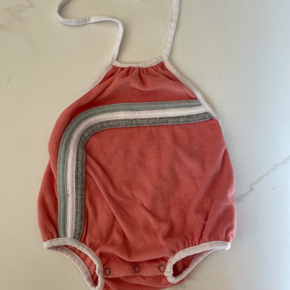 Terry cloth halter top romper